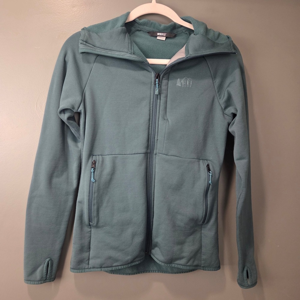 Rei Co-Op Women's Hyperaxis Fleece Jacket Polartec Full Zip Hoodie Teal Size XS